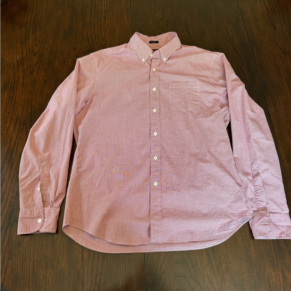 J Crew, Slim Flex Shirt, Men’s, L, Red Gingham - Picture 3 of 6